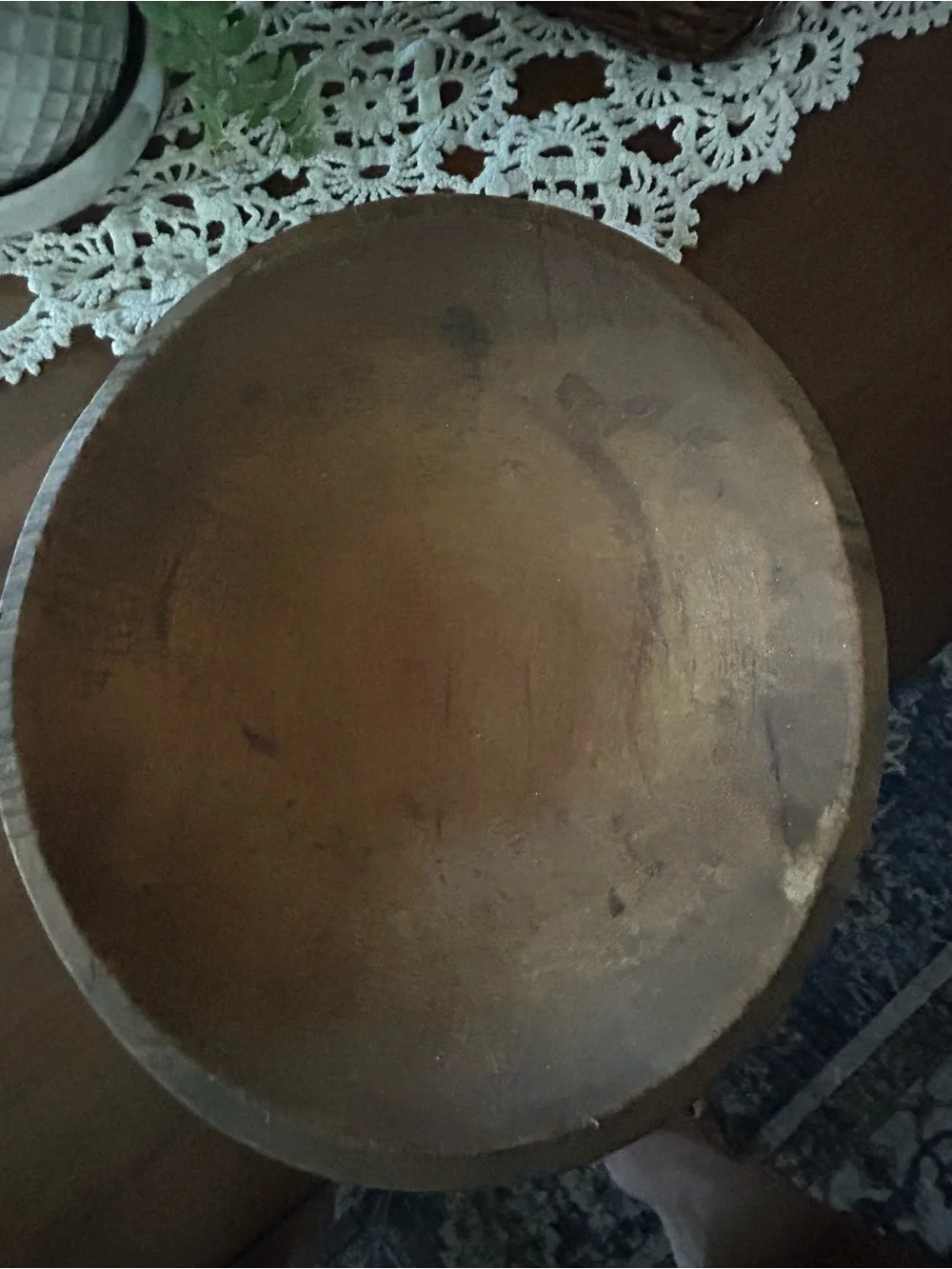 Handcrafted Brown Wooden Serving Bowl - Rustic Home Kitchen Accent